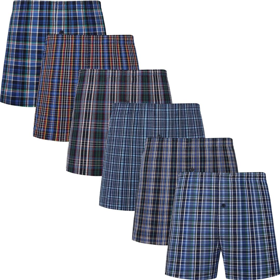 JupiterSecret Men's Boxers Underwear 100% Cotton Woven Boxers for Men Pack Boxer Shorts Assorted Colors (L)