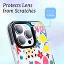 for iPhone 15 Pro Case, Whimsical Abstract Spring Floral Collage Pattern, Military-Grade Drop Protection, Vibrant Colorful TPU Protective Cover with Camera Lens Protection for Women Girls