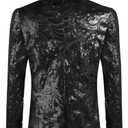 COOFANDY Men's Sequin Blazer Sparkly Glitter Fashion Jacket Prom Festival Shiny Blazer Suit Big and Tall Black, XXXL