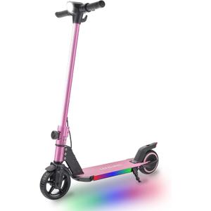 Electric Scooter for Kids Ages 6-12, 150W Motor, 4/7/11 Mph, 60 mins Ride Time, Adjustable Speed, LED Display, Colorful Lights, Electronic Brake, Foldable Kids Electric Scooter UL2272 Certified(Pink)