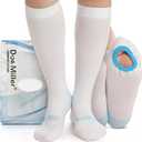 Doc Miller TED Hose Knee High Anti Embolism Stockings for Women & Men, Hospital Style Surgical Stockings, Plus Size White Compression Socks 15-20mmHg, Support Hose with Inspection Hole, M
