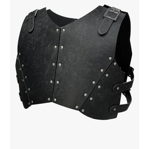 HiiFeuer Medieval Faux Leather Chest Armor, Retro Mercenary Knight Archer Body Armor, Adjustable Vest Armour for Ren Faire