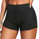 Zmart Women's 3" High Waisted Swim Shorts Full Coverage Swimsuit Bottoms Bathing Suit Boy Shorts (Black, M)