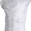 COOLOMG Youth Football Padded Shirt Chest Rib Protector Heart Sternum Shoulder Protection (Medium, White)