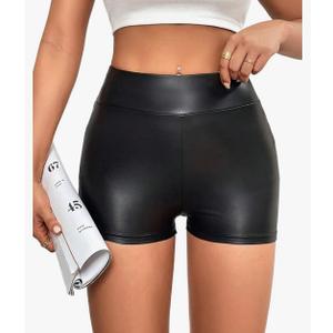Milumia Women's Y2k Faux PU Leather Mini Shorts Legging High Waisted Skinny Party Club Hot Pants M