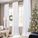 Blackout Curtains 92 Inches Long 2 Panels Set Modern Farmhouse Style Privacy Lightweight Black Out White Curtains & Drapes for Bedroom Aesthetic Dining Room Closet Door Cotton Linen Textured 92 length