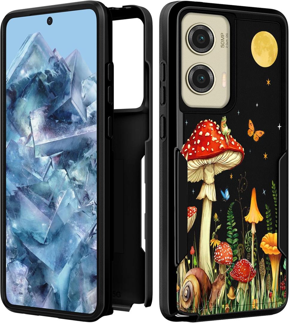for Moto G Stylus 5G 2024 Case Women - Cute Girls Phone Cover Girly Aesthetic Design Moon Mushroom Heavy Duty Protective Shockproof Military Grade for Motorola Moto G Stylus 5G 2024 Cases