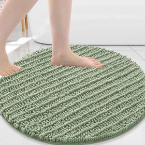 Arotive Round Bathroom Rugs 24x24, Extra Soft Thick Absorbent Shaggy Chenille Bath Rugs, Non-Slip Machine Wash Dry, Bath Mats for Bathroom Floor, Tub and Shower, Home Decor Accessories, Sage Green