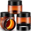 Patelai 4 Pieces Round Wide-mouth Leak Proof Plastic Container Jars with Lids for Travel Storage Makeup Beauty Products Face Creams Oils Salves Ointments DIY Making, (4 Ounce, Amber)