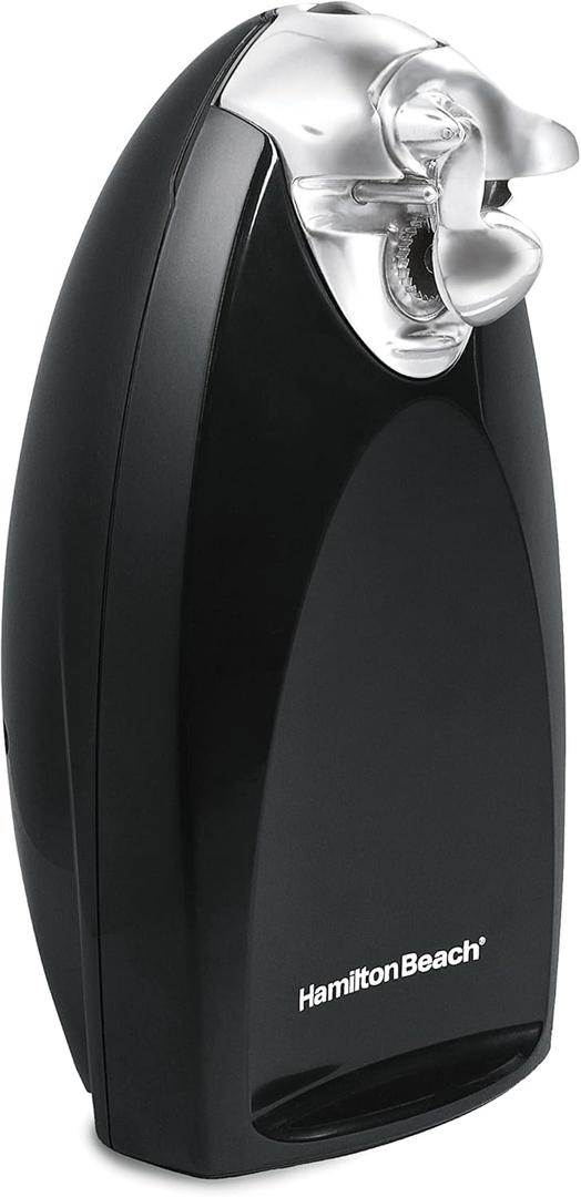 Hamilton Beach Electric Automatic Can Opener with Auto Shutoff, Knife Sharpener, Cord Storage, and SureCut Patented Technology, Extra Tall, Black (Black)