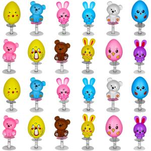 MGparty 24Pcs Easter Jumping Popper Toys Easter Basket Fillers Gifts Party Favors Supplies Stocking Stuffers Gifts for Kids Boys Girls Toddlers Bulk for Classroom Treasure Box Prizes