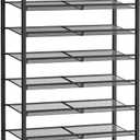 Shoe Rack, 10-Tier Metal Shoe Organizer, Tall Shoe Rack for Closet,entryway,Garage, with Adjustable Flat or Angled Shelves, 42-50 Pairs,Shoes That can accommodate The Whole Family. (Black)