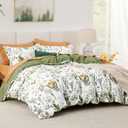 Bedsure Duvet Cover King Size - 100% Cotton Reversible Floral King Duvet Cover Set with Zipper Closure, 3 Pieces Soft & Breathable PureWoven Green Bedding Set with 2 Pillow Shams 20"x36"