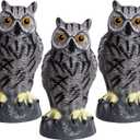Galashield Owl Decoy | Plastic Owls to Scare Birds Away | Owl Statue for Garden & Outdoors - Pack of 3
