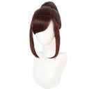 ANOGOL Hair Cap + Brown Ponytail Wig Brown Wigs for Women Cosplay with Ponytail and Bangs Auburn Wigs for Anime Cosplay for Halloween Party Christmas Costume Auburn Pigtail Wig