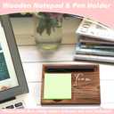 CINRLLA Wooden Sticky Note Holder & Pen Dispenser, 6.5 x 4.7 inches, Green, 1 Count