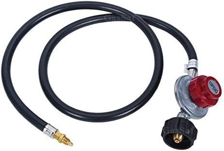 GasSaf 4FT 0-10PSI Adjustable High Pressure Propane Regulator Grill Connector with Hose for Tabletop Grill,Fire Pit Table, Turkey Fryer,Fish Fryer and More