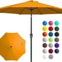 JEAREY 10FT Outdoor Patio Umbrella Outdoor Table Umbrella with Push Button Tilt and Crank, Market Umbrella 8 Sturdy Ribs UV Protection Waterproof for Pool, Garden (Light Orange)