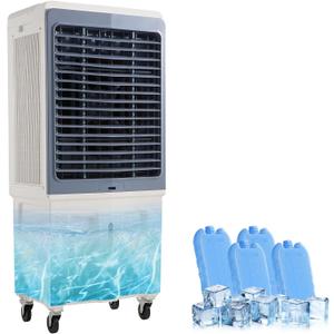 52.4" Swamp Cooler, 6471 CFM Evaporative Air Cooler with 19 Gallon Water Tank, Remote Control, 12H Timer, Outdoor Air Conditioner with 120Oscillation, 3 Wind Speed for Garage, Yard, Factory