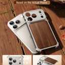 OATSBASF for iPhone 17 Pro Case, Full Camera Protection, Compatible with MagSafe Charger, Metal Frame Wood Grain Back Panel Phone Case, Natural Titanium