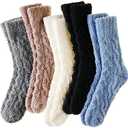 Velice Womens Fuzzy Socks Soft Cozy Fluffy Slipper Winter Warm Plush Sleeping Christmas Socks 5 Pairs