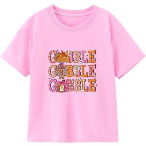 Funny Thanksgiving Shirts for Kids Toddler Boys Girls Turkey Pumpkin Graphic T-Shirt Clothes Tops Tee 2-8 Years (Pink)