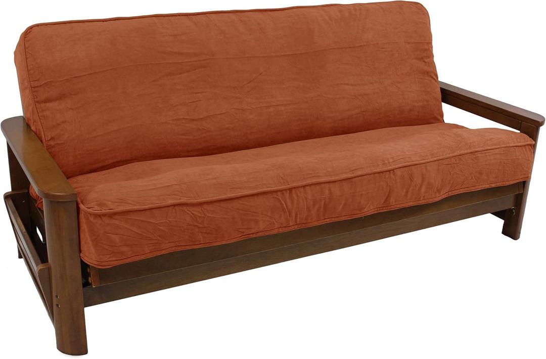 Blazing Needles Solid Microsuede Double Corded 8" to 9" Futon Cover, Full, Spice