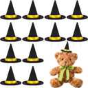 12 Pcs Mini Felt Witch Hats Mini Plush Toy Small Animal Handmade Wine Bottle Decor for Halloween Party Favors DIY Hair Accessories Crafts