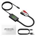 LiNKFOR 192kHz DAC Converter Digital to Analog Converter Digital Optical SPDIF Toslink to Analog Stereo Audio RCA L/R Audio Adapter with Optical Cable for HDTV Blu Ray DVD Amps (RCA Female)