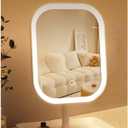 Touch-Sensitive Controls Vanity mirrorr, Makeup Mirror with LED Light, 2400mAh Rechargeable, 270-degree Rotation Adjustment,Beauty Vanity Mirror with Lights Portable Travel, 3 Light Color (White)