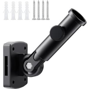 PHITRIC Adjustable Flag Pole Holder, Multi-Position Mounting Flag Bracket, Heavy Duty Flag Pole Holder for Outside House, Premium Aluminum Alloy Strong Rust Free Bracket with Hardwares (Black)