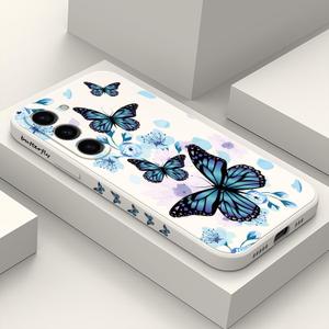 for Samsung Galaxy S23 Case, for Samsung S23 Case Creative Pattern Design Silicone Slim Thin Protective S23 Phone Cover 6.1"-Aurora Butterfly White
