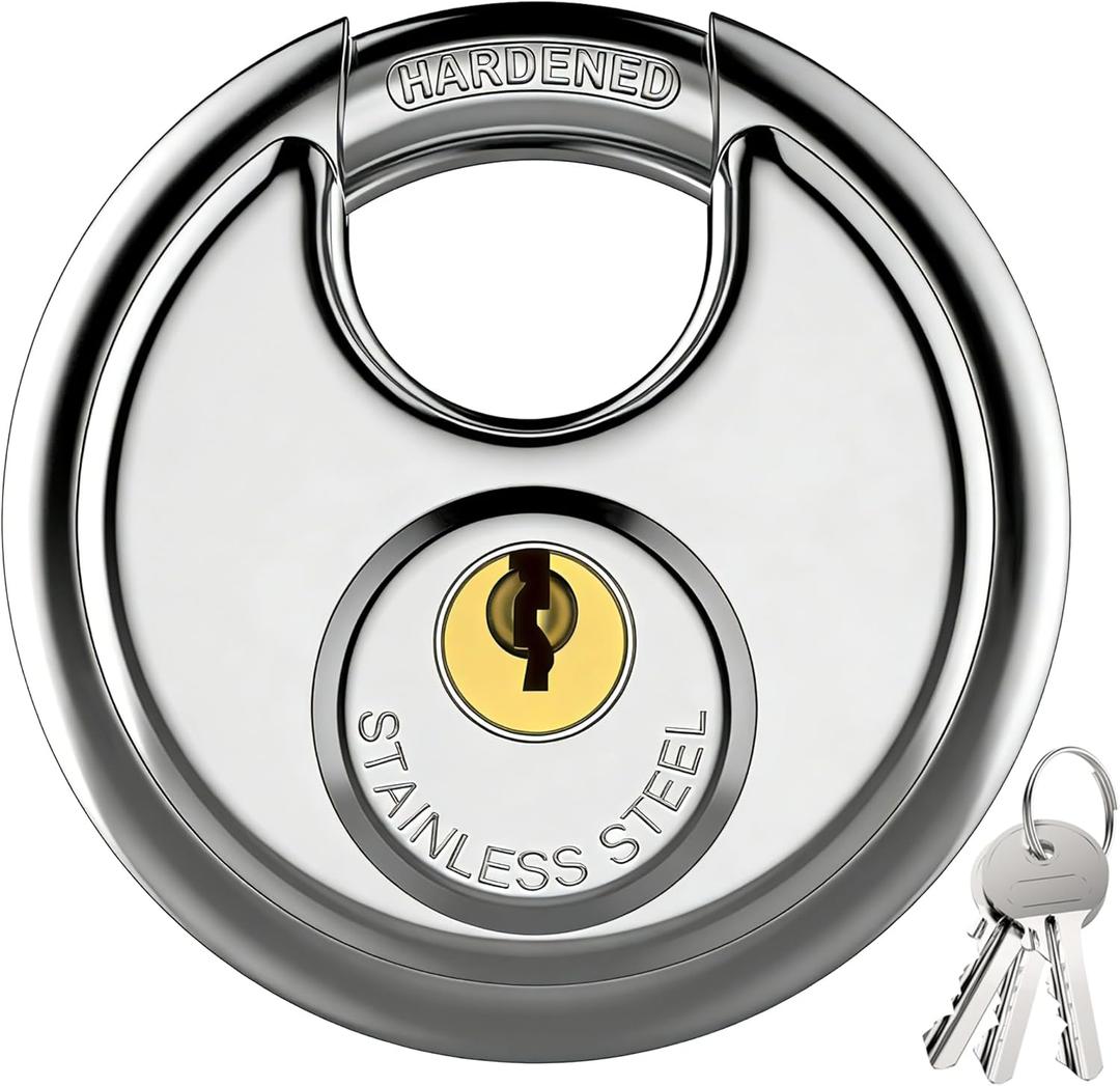 Puroma Keyed Padlock, Stainless Steel Locker Lock Heavy Duty Locks with 3 Keys, Waterproof Outdoors Gate Storage Unit Lock with 3/8 Inch Shackle for Warehouse, Gym Storage Locker (1 Pack)
