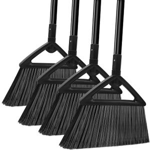 Heavy Duty Broom Outdoor Indoor,Upgraded Commercial Angle Brooms,Black Broom for Sweeping House,Restaurant,Kitchen,Garage,Courtyard