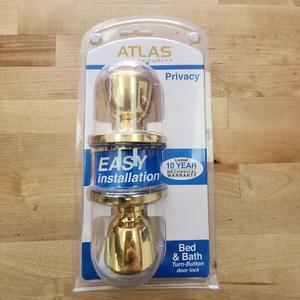 Atlas Tulip Polished Brass Bed & Bath Interior Door Handle Locking Turn-Button48 |