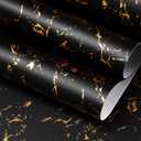 FunStick Thick Black and Gold Marble Contact Paper for Countertops Waterproof Contact Paper for Cabinets Marble Wallpaper Peel and Stick Countertops for Kitchen Bathroom Removable Wall Paper 12"x200"