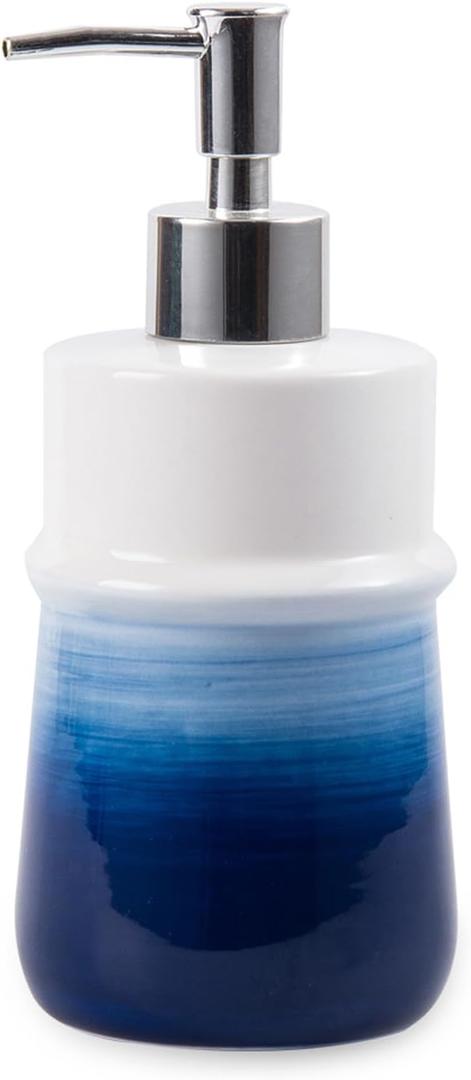 Ceramic 12Oz Soap Dispenser for Kitchen, Refillable Hand Dispenser with Pump, Lotion Dispenser Bathroom for Dish Soap, Hand soap. (Navy Blue)