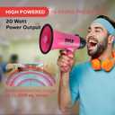 PYLE-PRO Portable Megaphone Speaker Siren Bullhorn - Compact and Battery Operated with 20 Watt Power, Microphone, 2 Modes, PA Sound and Foldable Handle for Cheerleading and Police Use PMP24PK (Pink)