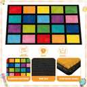 5x7.6 ft Rainbow Color Squares Classroom Rug Happy Squares Educational Area Mat Rainbow Themed Colorful Play Carpet Back to School Learning Mat for Elementary Preschool Nursery(Rainbow Color)