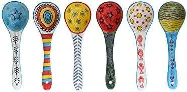 Ceramic Soup Spoons Set of 6–Mutilpurpose for Soup/Cereal/Ramen/Stews | Vibrant Design, Lead-Free & Dishwasher Safe | 6.25" Cute Decorative Spoons for Kitchen & Gifts