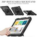 SEYMAC stock Case for iPad (A16) 11th/10th Generation 11''/10.9'' 2025/2022, Full-Body Drop Protection Case with Screen Protector &360 Rotate Hand Strap/Stand, Black