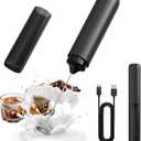 CIRCLE JOY Rechargeable Milk Frother Hanheld, Dual Spring Whisk Electric Coffee Frother, Portable Hand Frother Wand Drink Mixer for Matcha Lattes Cappuccino, Kitchen Gifts, Black