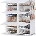 HOMIDEC Shoe Rack, 6 Tier Shoe Storage Cabinet 24 Pair Plastic Shoe Shelves Organizer for Closet Hallway Bedroom Entryway (White)
