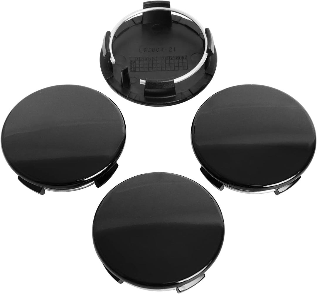 KitsPro 2.25Inch 57MM Wheel Center Caps for Tesla Model S Model X Model Y Model 3 Rivian R1T Rim Hub Caps 6005879 00 A, Pack of 4 (Gloss Black, Outer 57MM, Inner 50MM)