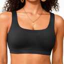 Women Sport Bra Swimsuit Top - Swim Bra Bikini Top Only Scoop Neck Bathing Suit 2025 Swimwear (X-Small, Black)