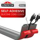 Floor Cord Cover by X-Protector  5 Overfloor Cord Protector  Self-Adhesive Power Cable Protector  Silicone Cord Protector  Ideal Extension Cord Cover to Protect Wires On Floor (60 in) (Grey (Big Hole))