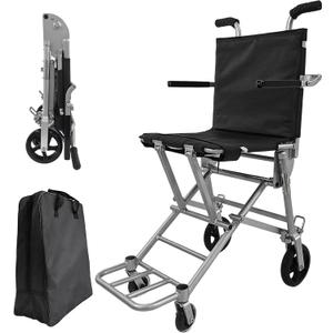 Transport Wheelchair Lightweight Foldable,Wheel Chair for Adults, with Foldable Handle,Airplane Cabin use,13.3lbs Portable Folding Travel Transfer Wheel Chairs for Seniors