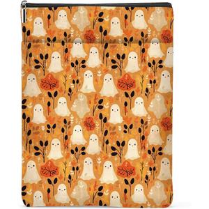 Retro Ghost Book Sleeve, Bookish Gifts Book Covers for Paperbacks, Cute Ghost Book Pouch Book Protector, Book Lovers Gifts for Women Readers Teacher Bookworm, Book Accessories Book Club Gifts, 11.8 x 8.5 inches