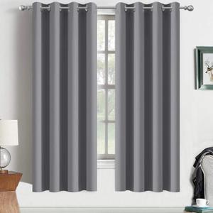 Yakamok Room Darkening Curtains Thermal Insulated Gray Blackout Curtain Panels Solid Grommet Top Window Drapes for Bedroom, 2 Tie Backs Included(52x72 Inch, Grey, 2 Panels)