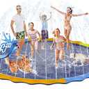 Instraella Splash Pad for Kids and Dogs, 124in Non-Slip Sprinkler Mat 0.5mm Thickened Durable and Foldable Large Pool Summer Fun Outdoor Toys for Dogs and Toddlers Age